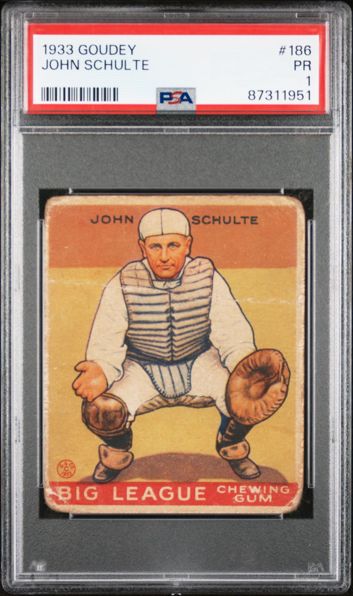 1933 Goudey GOUDEY #186 John Schulte front