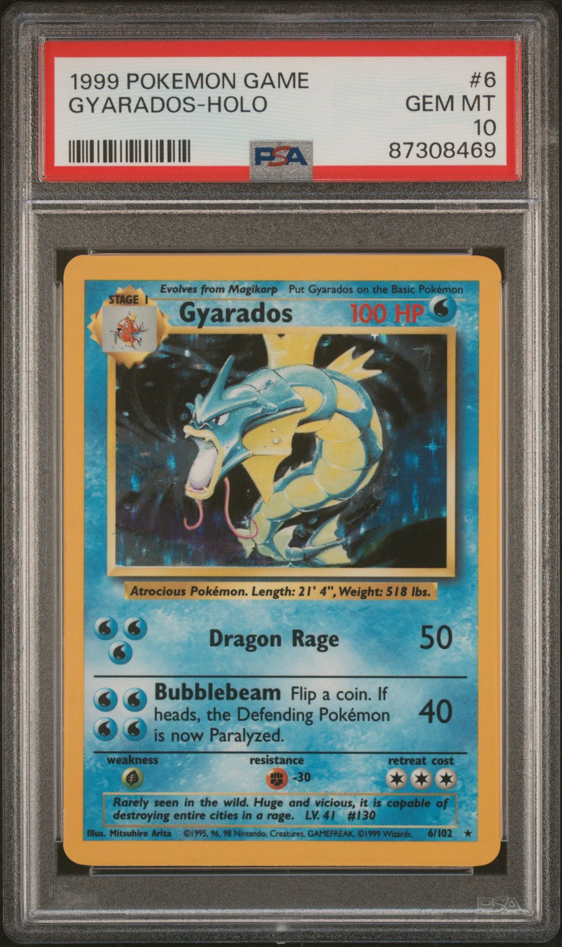 1999 Pokemon POKEMON GAME Holo #6 Gyarados-Holo front