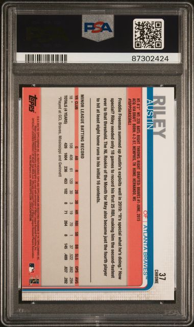 2019 Topps Chrome Update Austin Riley #37 (Update) Gem Mt 10 back