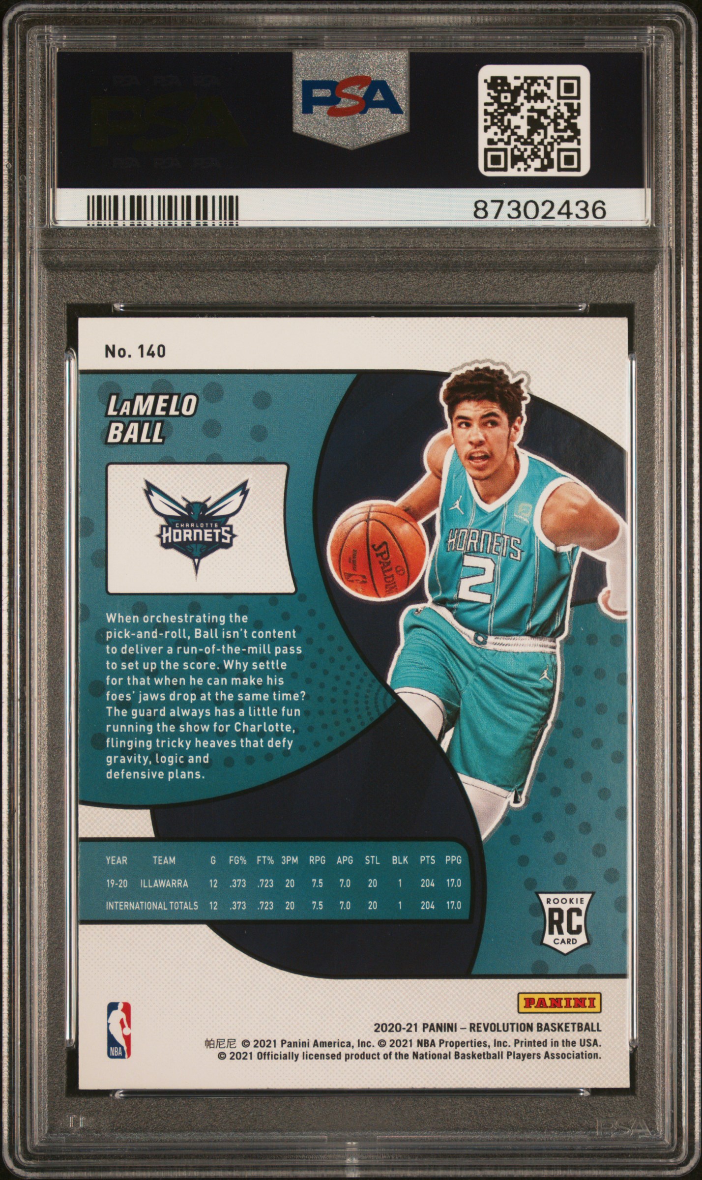 2020 Panini Revolution Lamelo Ball #140 Gem Mt 10 back