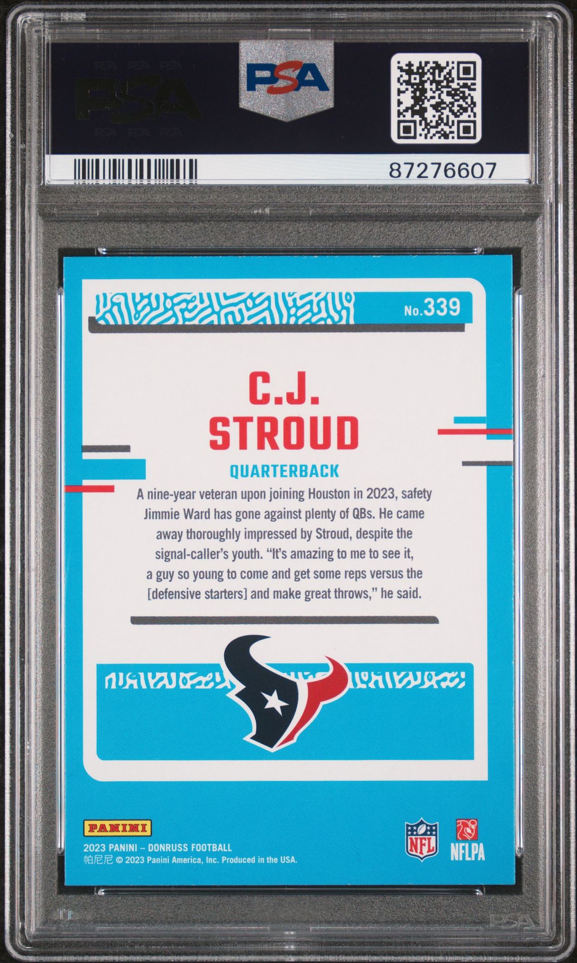 2023 Panini Donruss Cj Stroud #339 Gem Mt 10 back