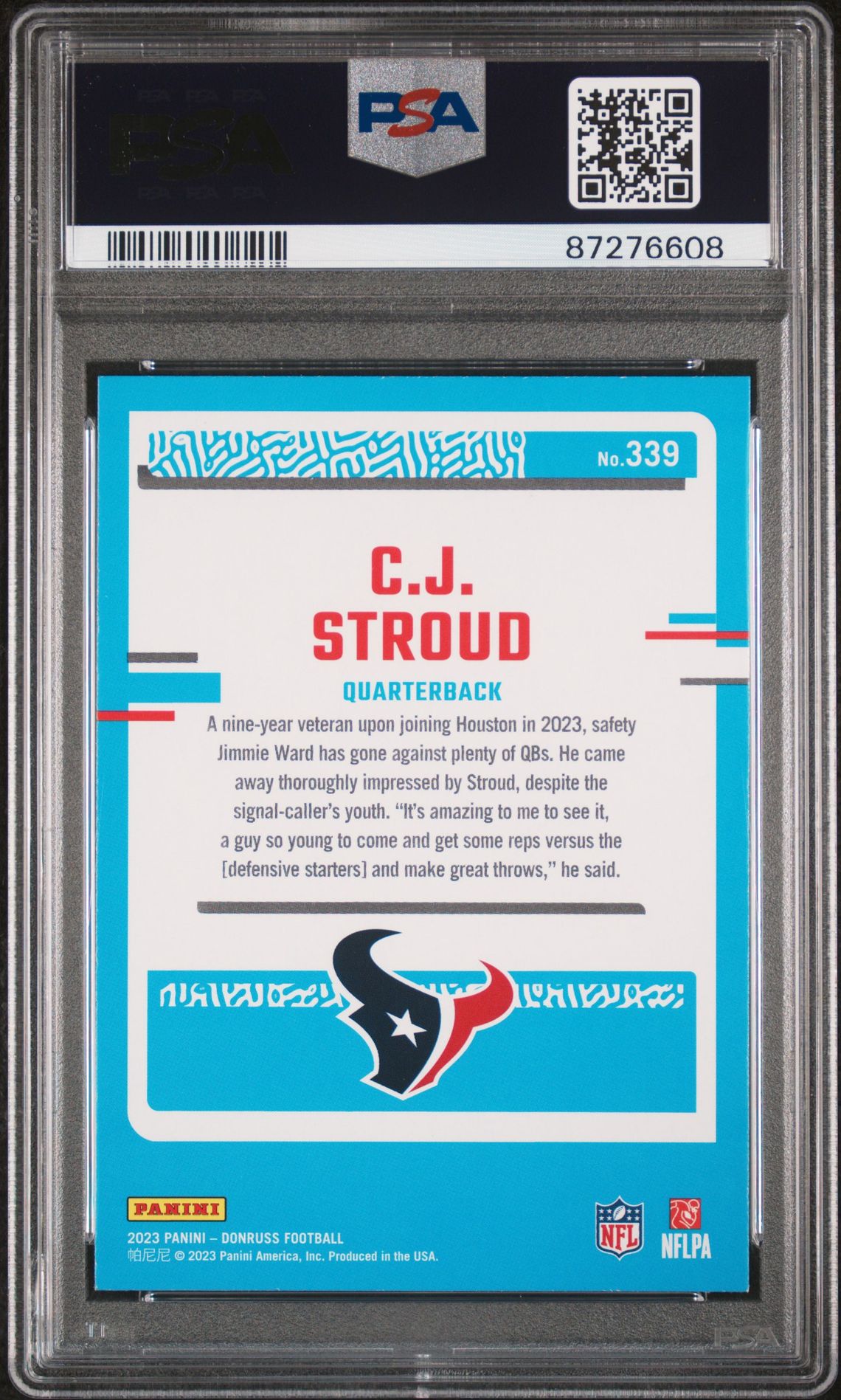 2023 Panini Donruss Cj Stroud #339 Mint 9 back