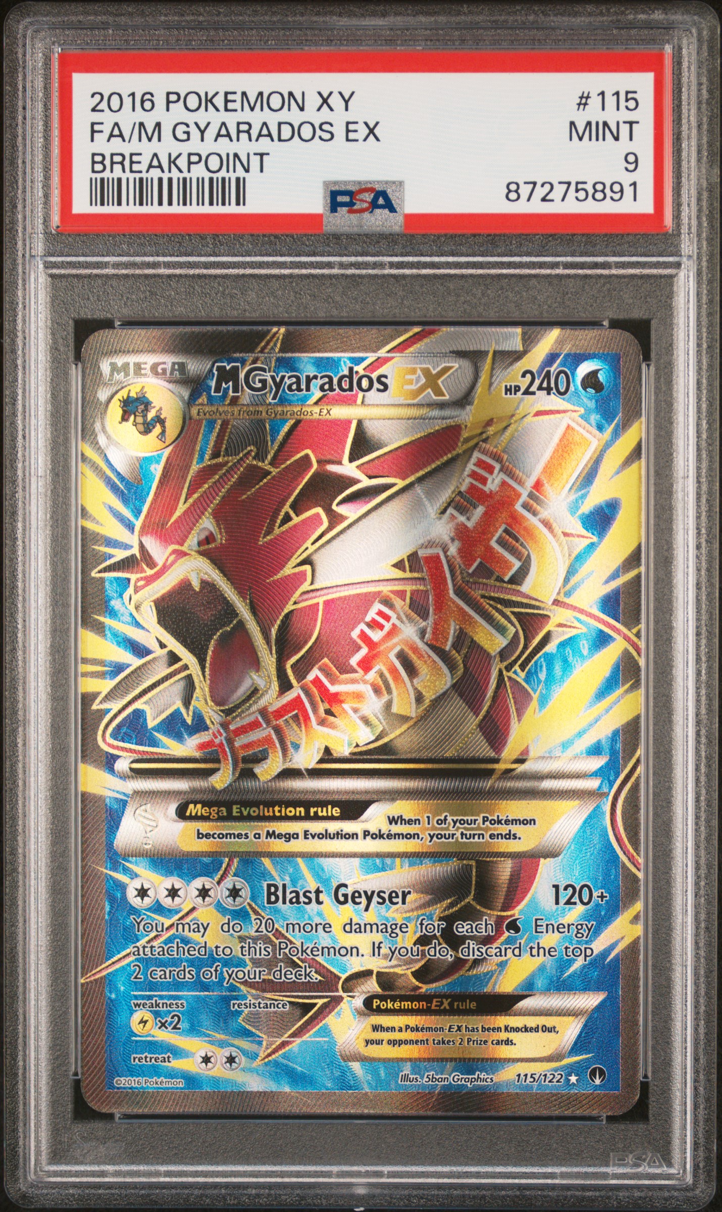 2016 Pokemon Xy Breakpoint Fa/M Gyarados Ex #115 (Breakpoint) Mint 9 front