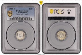 1944-P 10C Acorn privy mark KM-163  Ag MS66