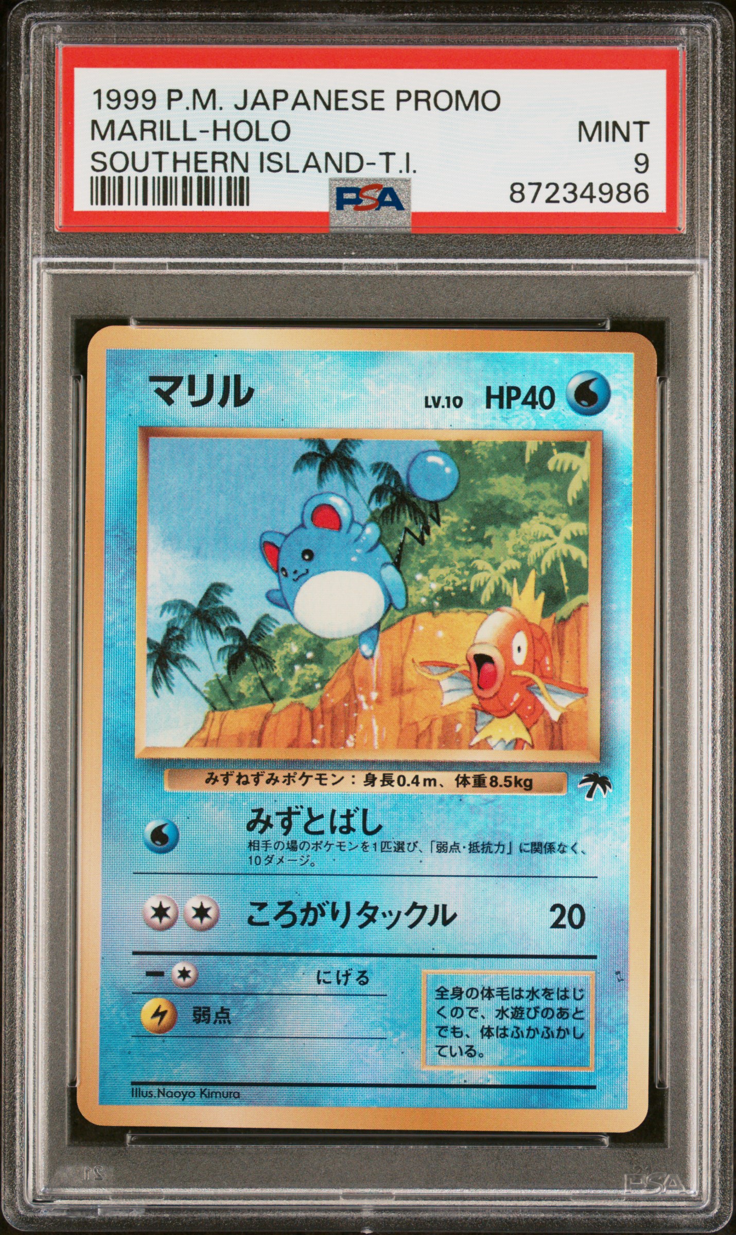 1999 Pokemon Japanese Promo Southern Islands Southern Island-T.I. Marill-Holo – PSA MINT 9