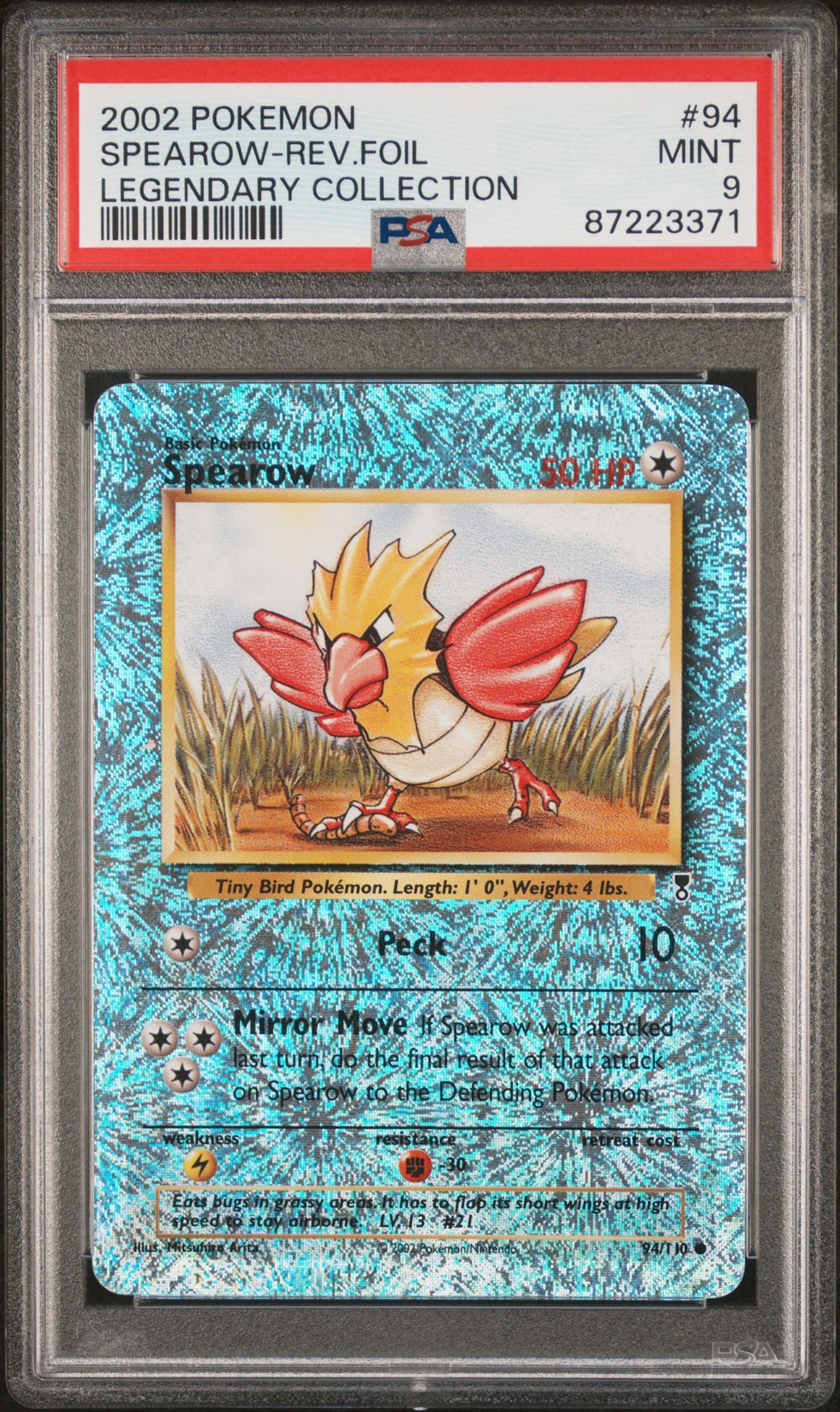 2002 Pokemon #94 Spearow-Rev.Foil front