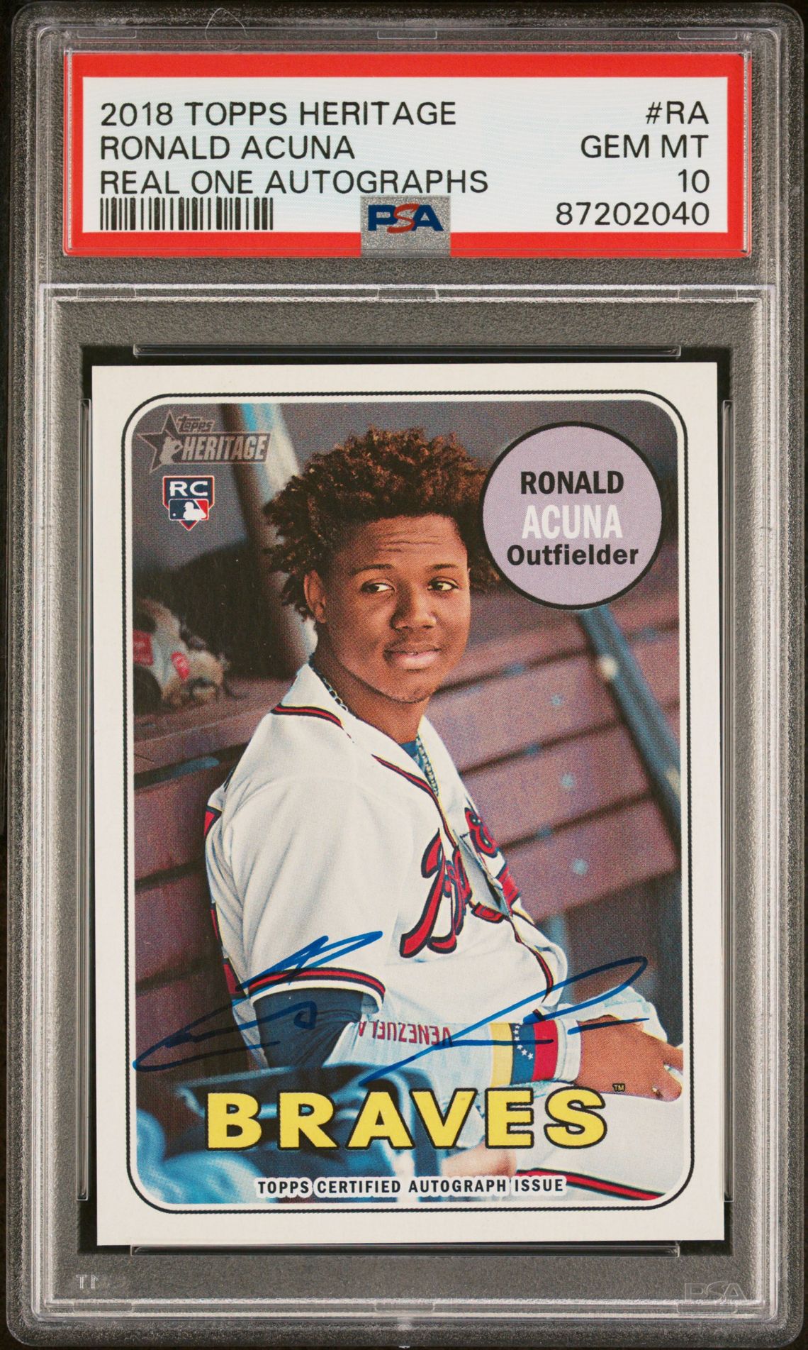 2018 Topps TOPPS HERITAGE REAL ONE AUTOGRAPHS #RA Ronald Acuna front