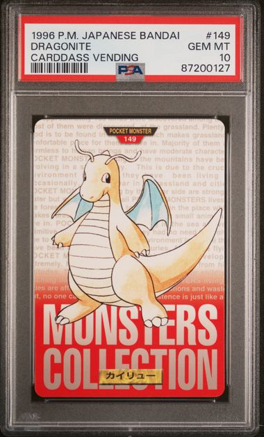 Dragonite card PSA 10, cert 87200127