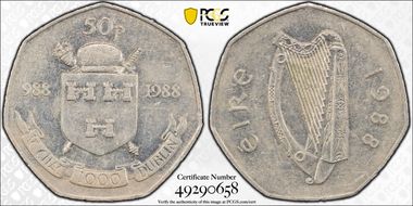 1988 50p Dublin Millennium AU55