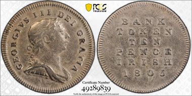 1805 10D Tkn S-6617 KM-Tn3 Ag Bank Token N1
