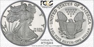 2007-W $1 Silver Eagle PR69DCAM