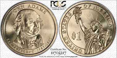 2007-D $1 John Adams Position A MS65