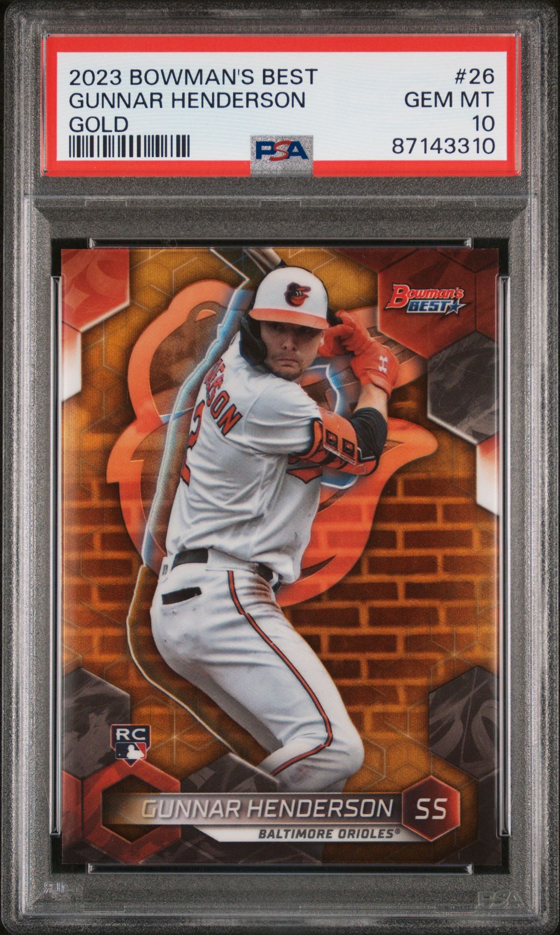 2023 Bowman BOWMAN'S BEST GOLD REFRACTOR #26 Gunnar Henderson front
