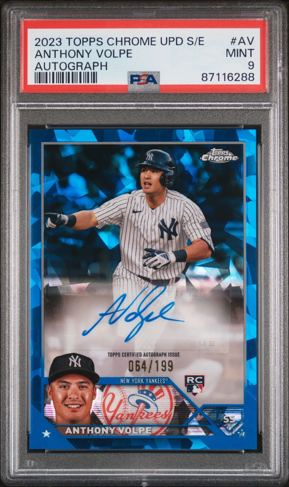 2023 Topps TOPPS CHROME UPDATE SAPPHIRE EDITION AUTOGRAPH #AV Anthony Volpe front