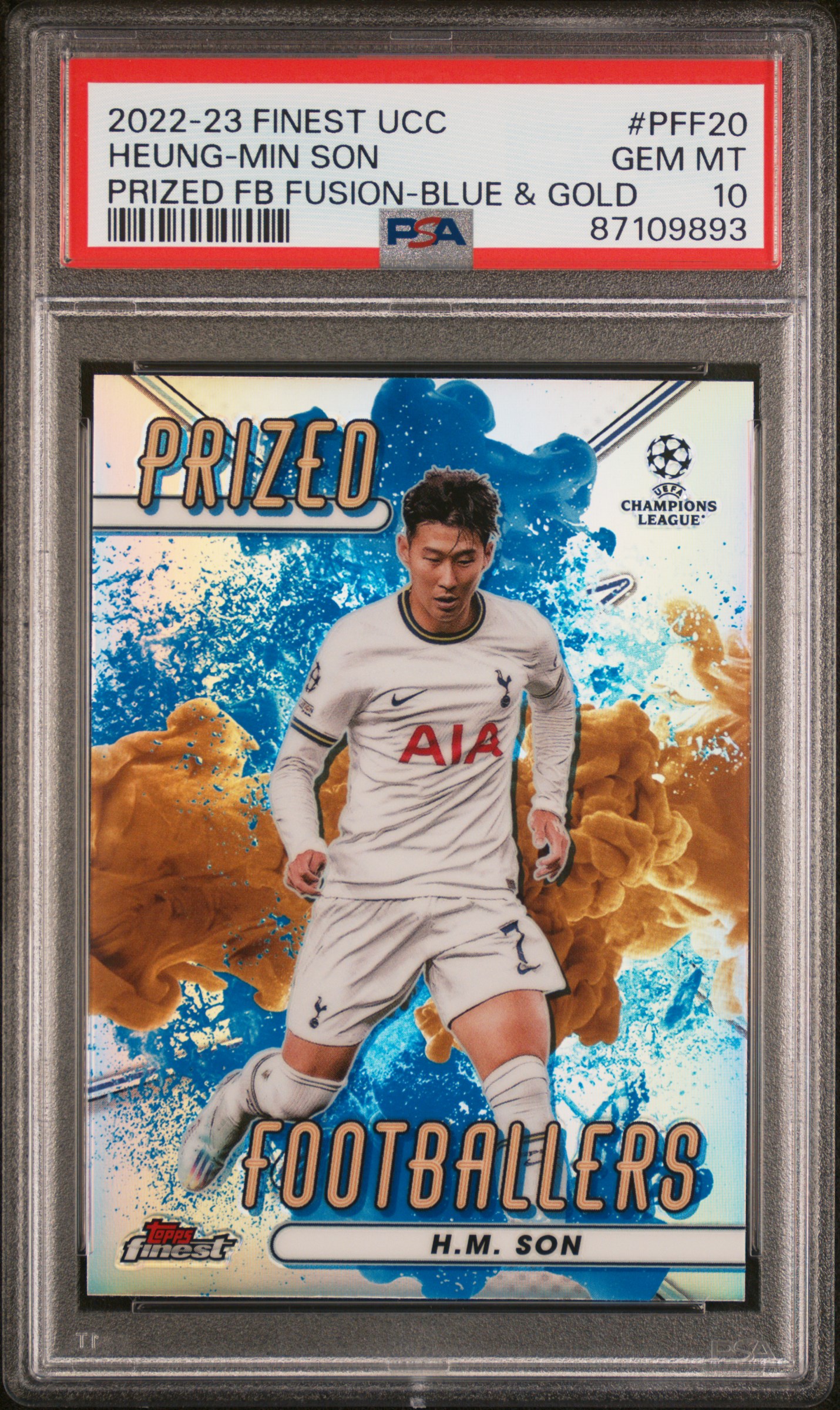 2022 #PFF20 Heung-Min Son PSA 10 Topps Finest UEFA Club Competitions Prized Footballers Fusion
