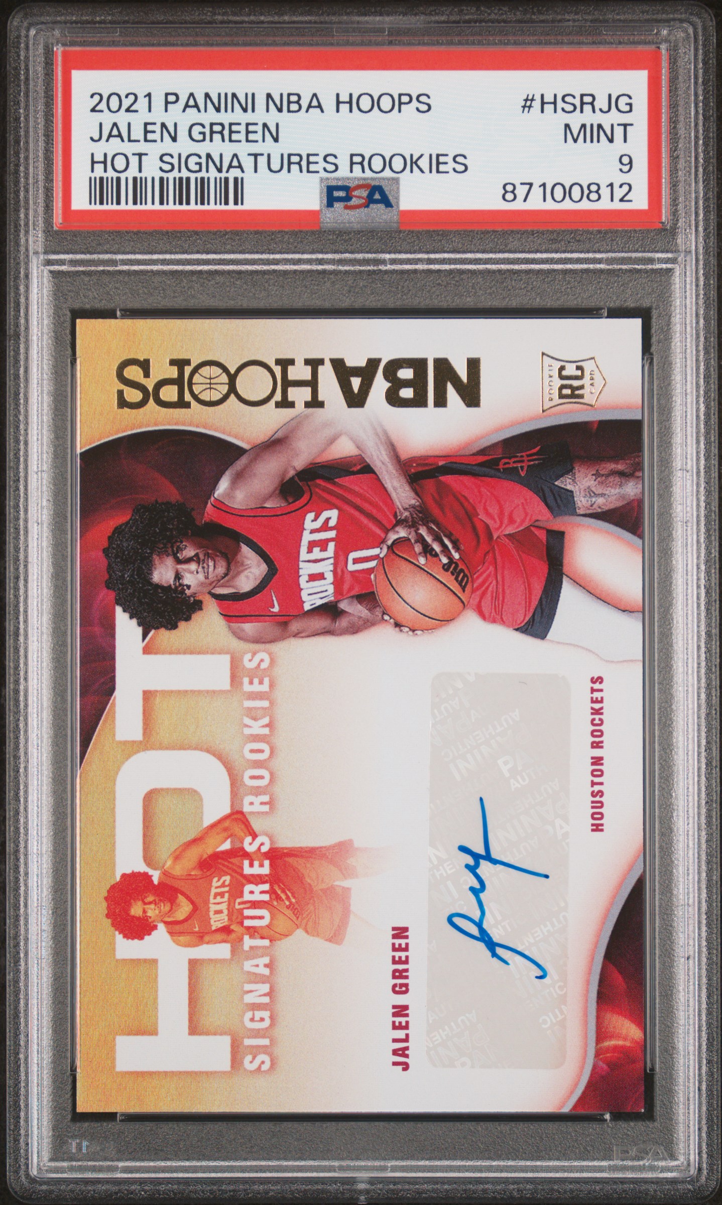 2021 Panini Nba Hoops Hot Signatures Rookies Jalen Green #Hsrjg (Hot Signatures Rookies) Mint 9 front