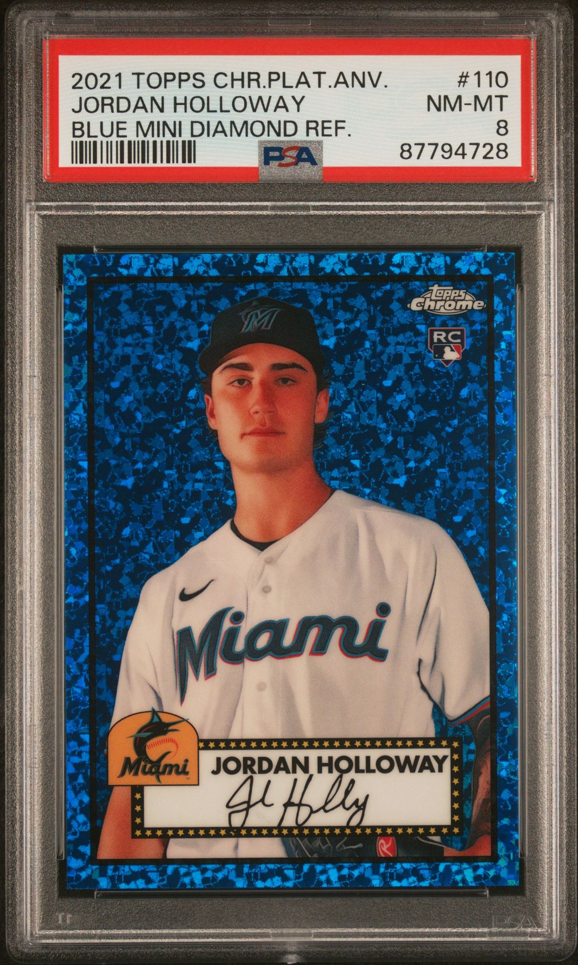 2021 Topps Chrome TOPPS CHROME PLATINUM ANNIVERSARY BLUE MINI DIAMOND REF. #110 Jordan Holloway front