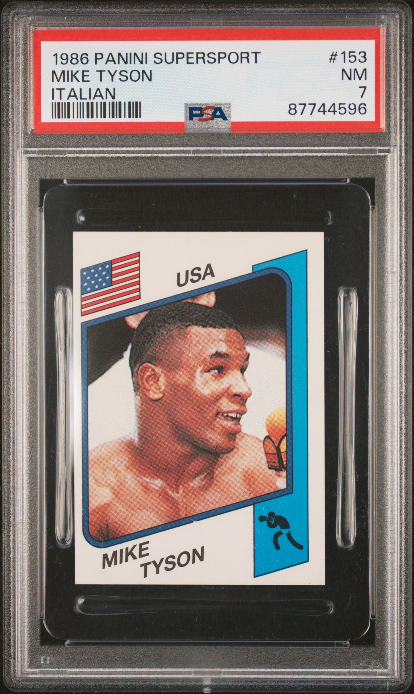 1986 Panini Supersport Italian #153 Mike Tyson – PSA NM 7