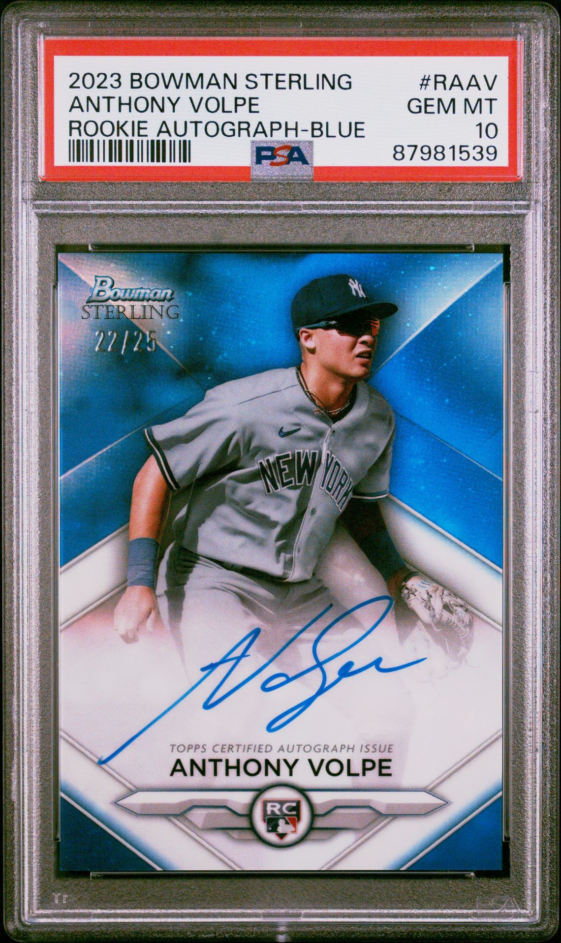 2023 Bowman BOWMAN STERLING ROOKIE AUTOGRAPHS BLUE REF #RAAV Anthony Volpe front