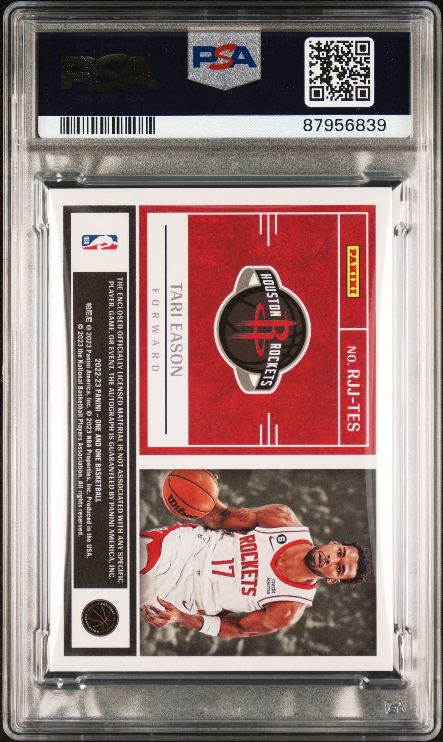 2022 Panini One And One Rookie Jumbo Jersey Autographs Tari Eason #Rjjtes (Rookie Jmb Jsy Auto-Purple) Gem Mt 10 back