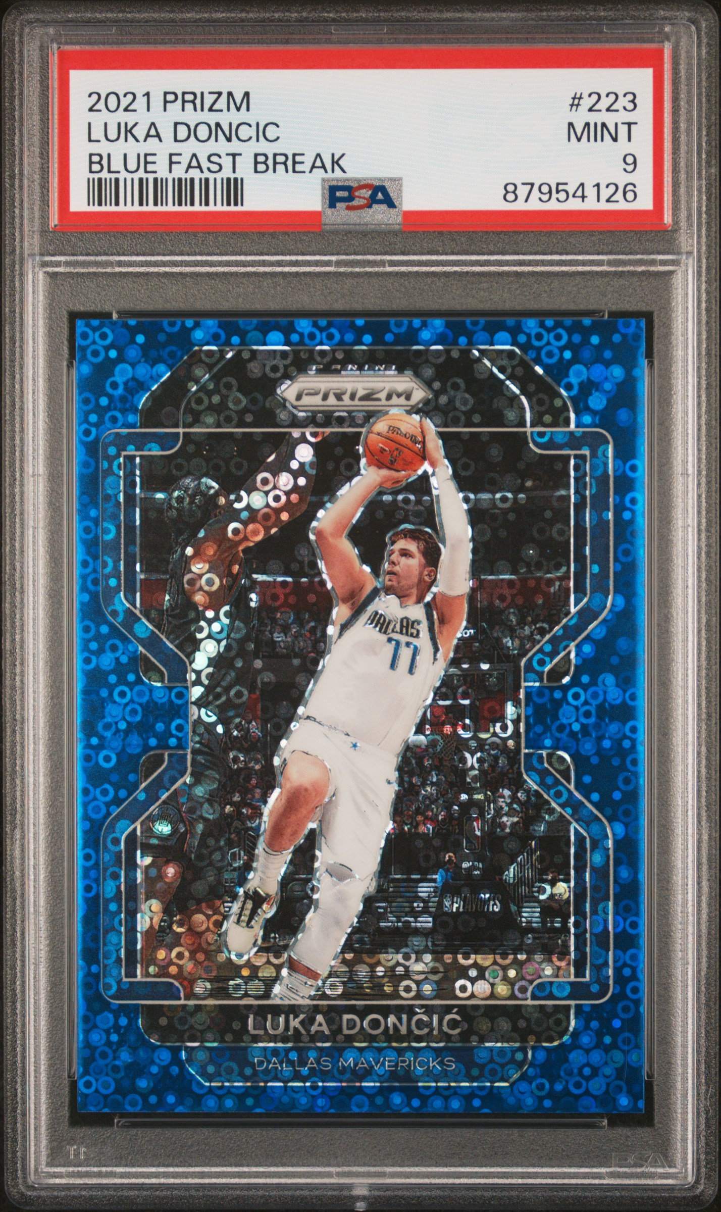 2021 Panini Prizm Luka Doncic #223 (Blue Fast Break) Mint 9 front