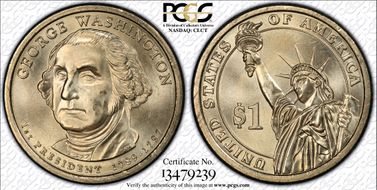 (2007) $1 Missing Edge Lettering George Washington MS65