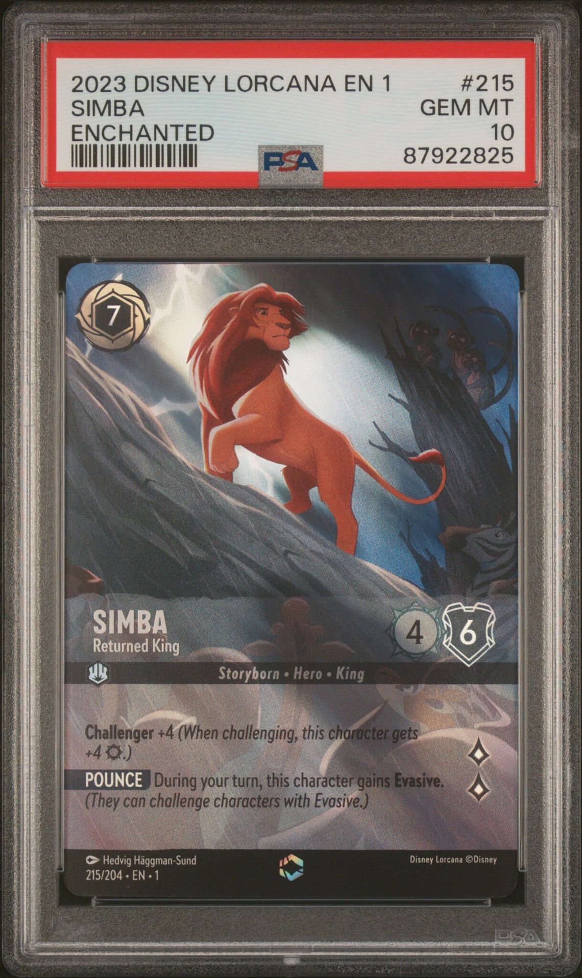 2023 Disney DISNEY LORCANA EN 1-THE FIRST CHAPTER ENCHANTED #215 Simba front