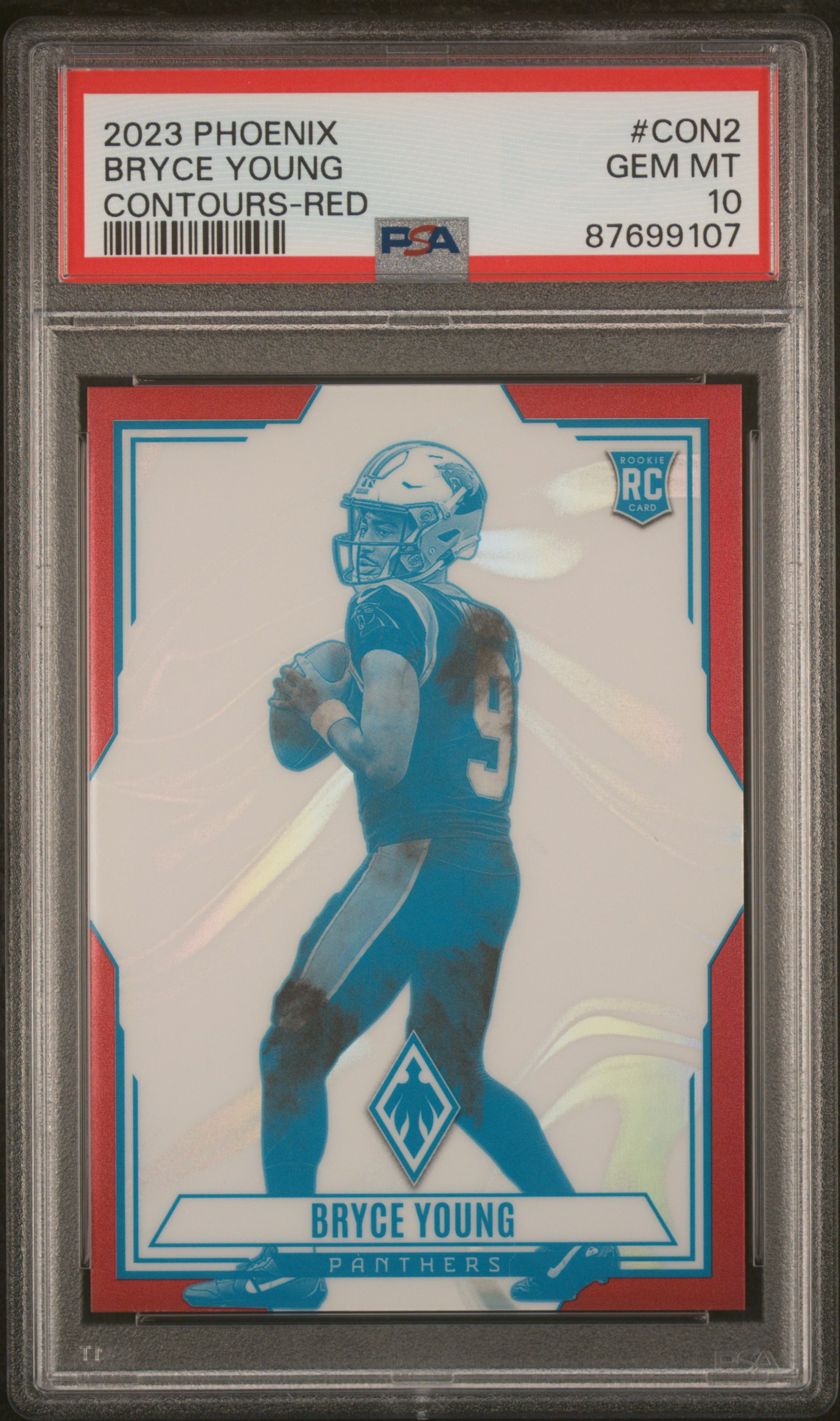 2023 Panini Phoenix Contours Red #CON2 Bryce Young Rookie Card (#029/199) – PSA GEM MT 10