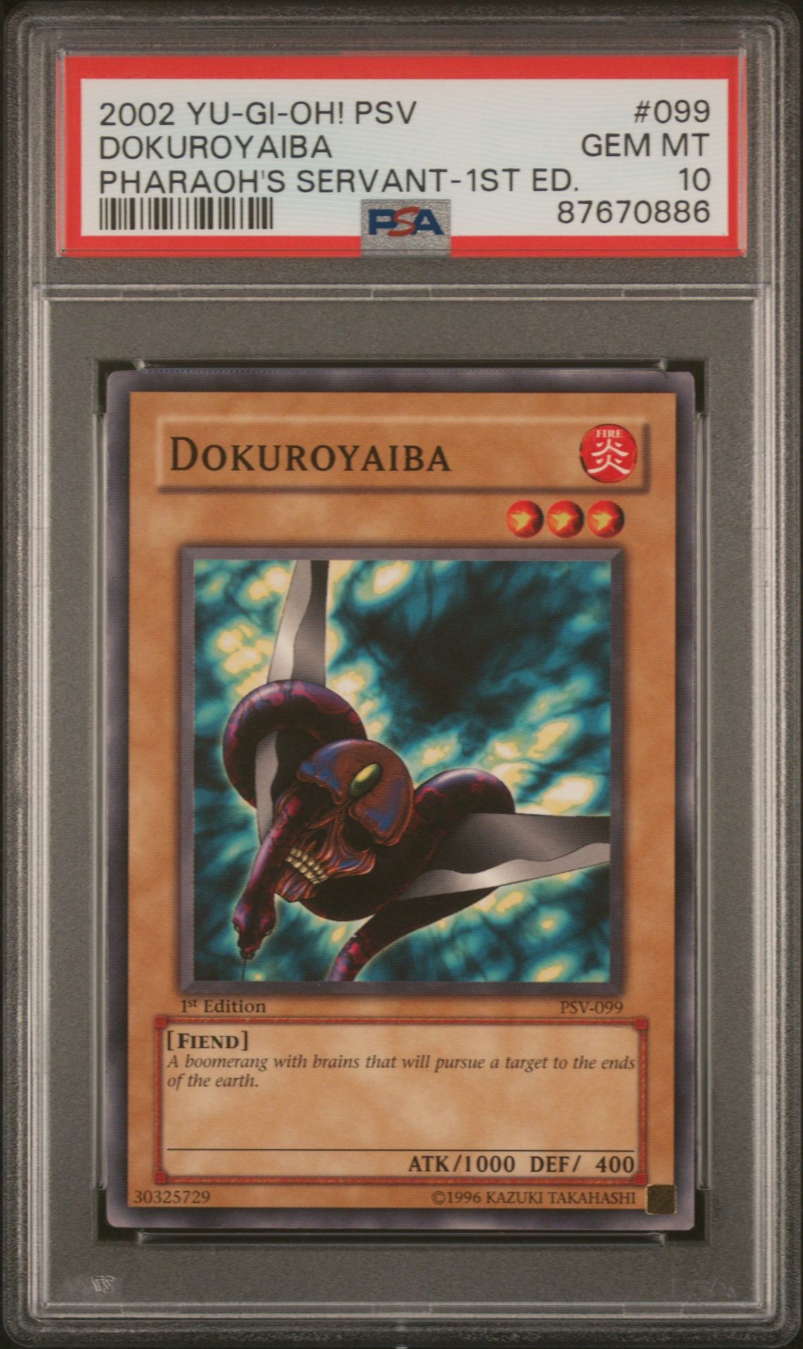 2002 Yu-Gi-Oh! YU-GI-OH! PSV-PHARAOH'S SERVANT 1st Edition #099 Dokuroyaiba front
