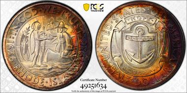 1936 50C Rhode Island MS68+