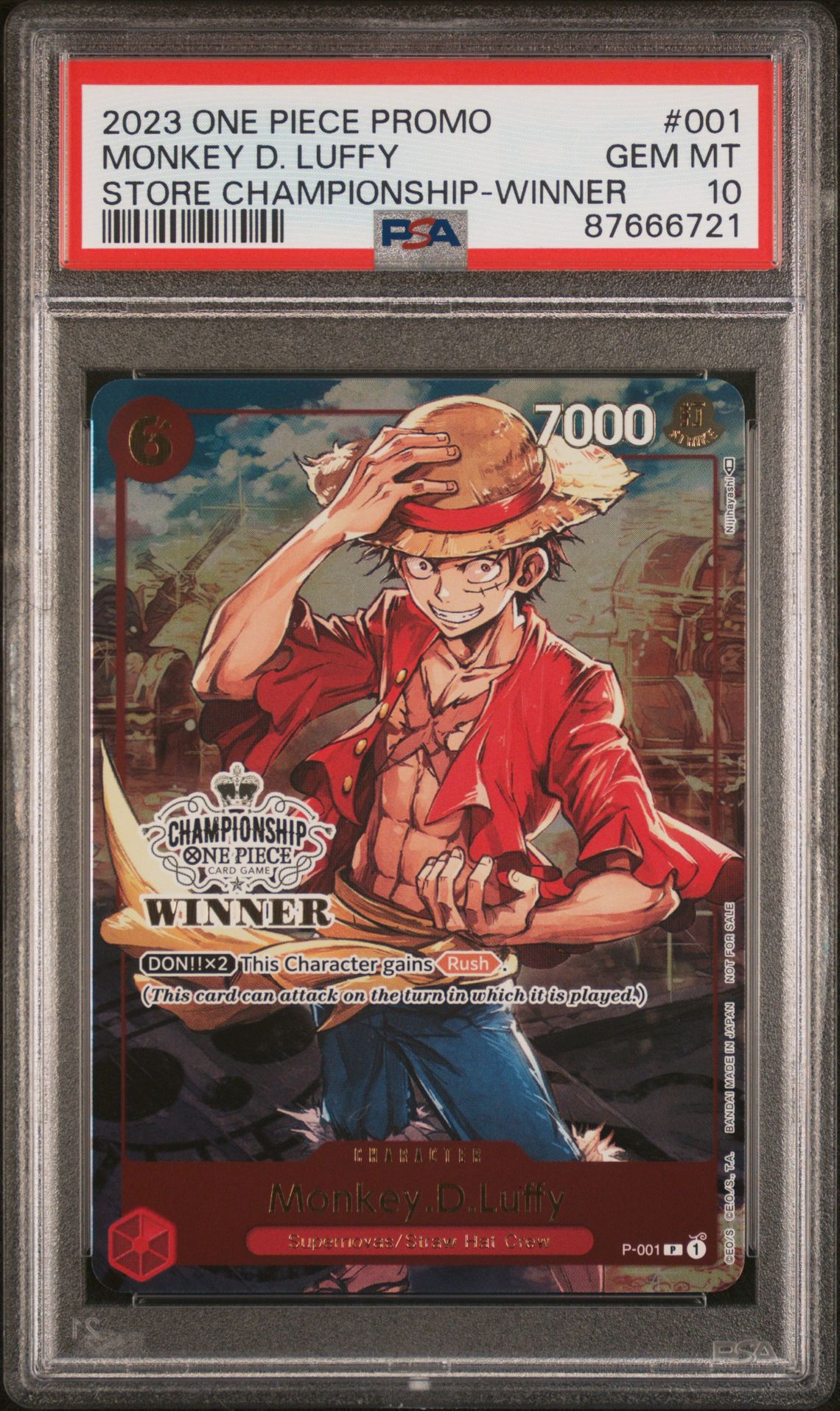 2023 One Piece ONE PIECE PROMOS STORE CHAMPIONSHIP-WINNER #001 Monkey D. Luffy front
