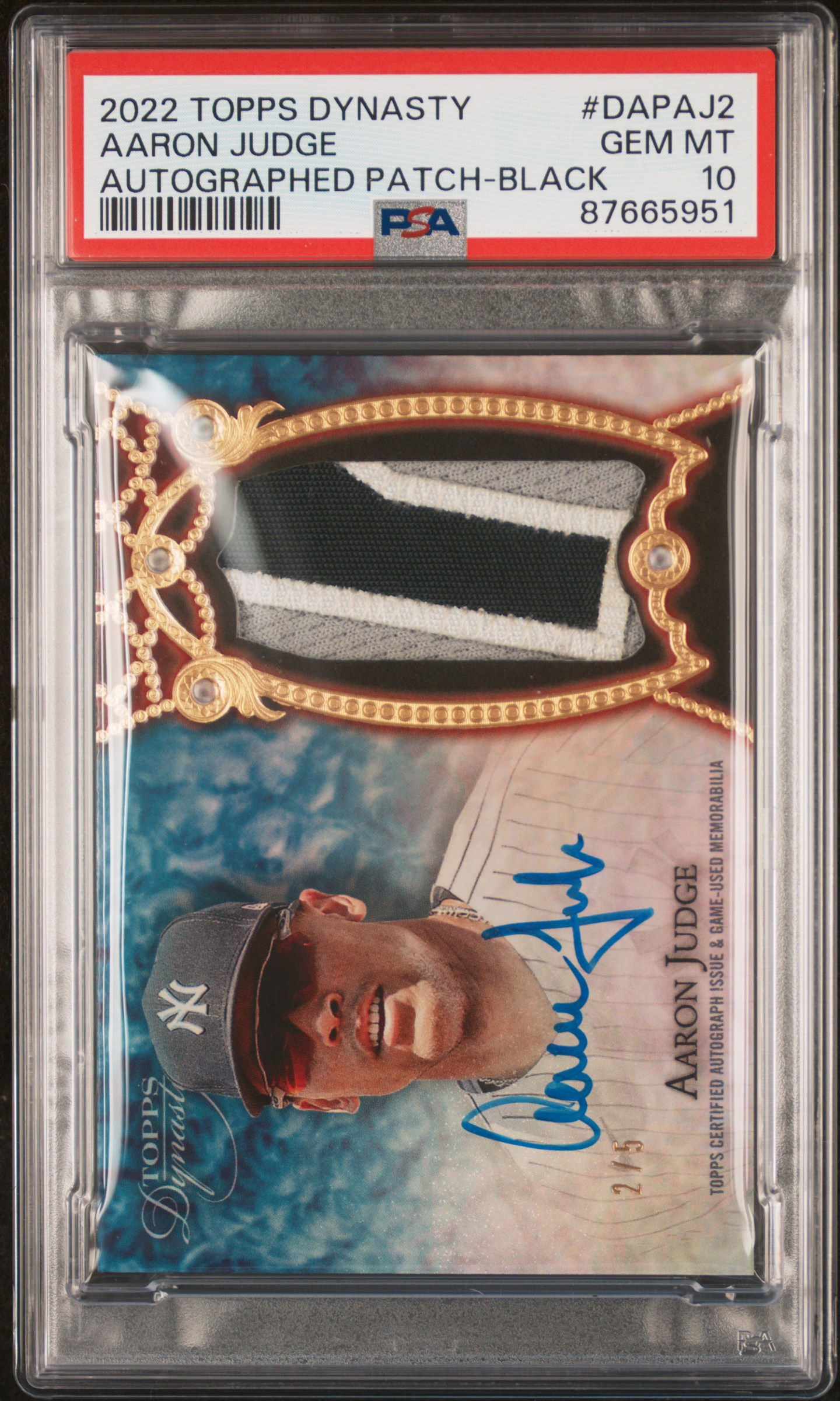 2022 AARON JUDGE TOPPS DYNASTY AUTOGRAPHED PATCH AUTOGRAPHED