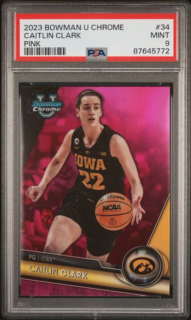 2023-24 Bowman University Chrome Pink #34 Caitlin Clark Rookie 