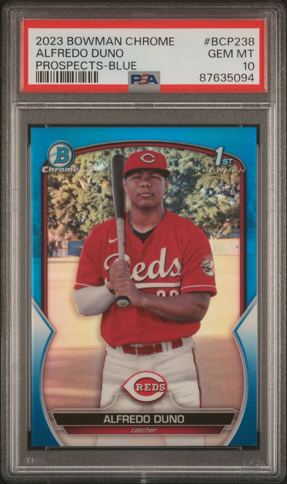 2023 Bowman Chrome Prospects Alfredo Duno #Bcp238 (Prospects-Blue Refractor) Gem Mt 10 front