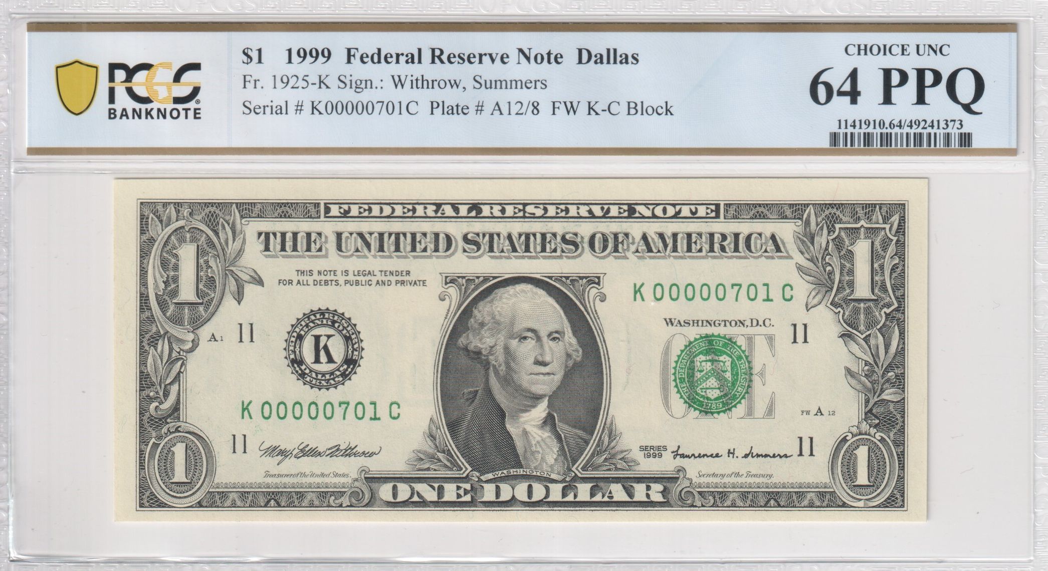 PCGS Certificate Verification Banknote Details for Cert #49241373