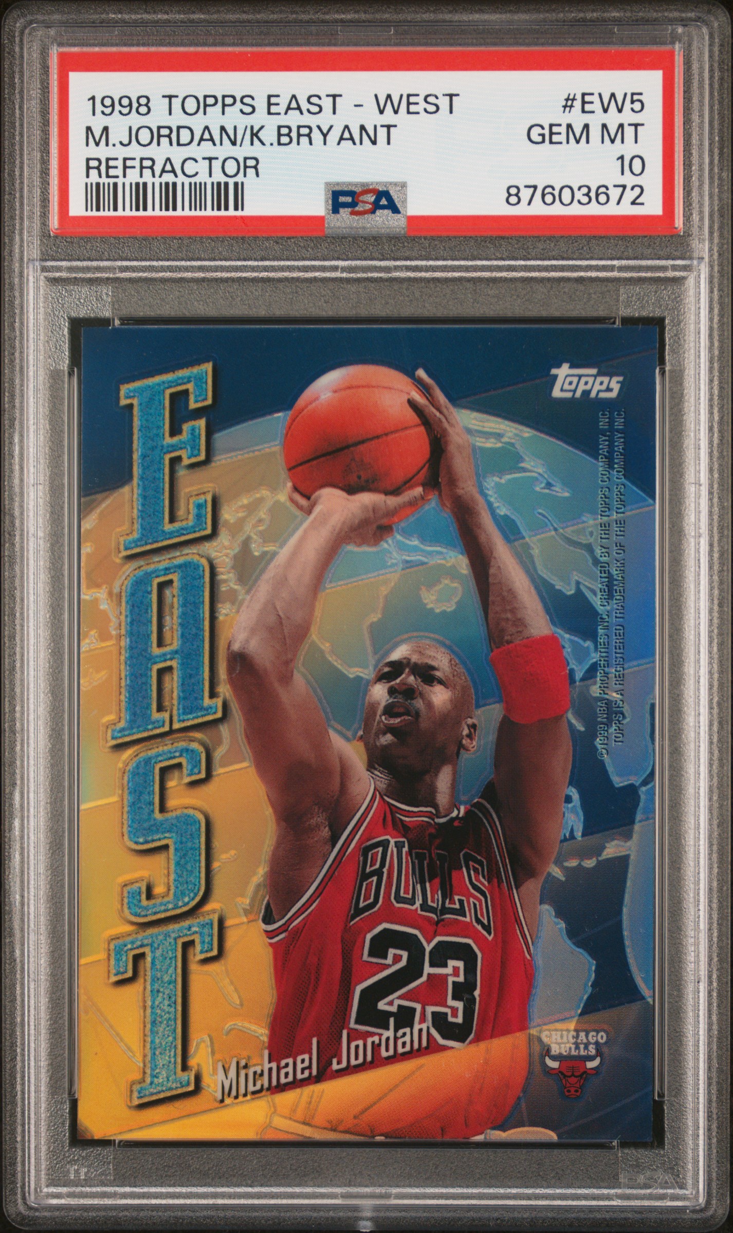 1998-99 Topps East - West Refractor #EW5 Kobe Bryant/Michael Jordan – PSA GEM MT 10
