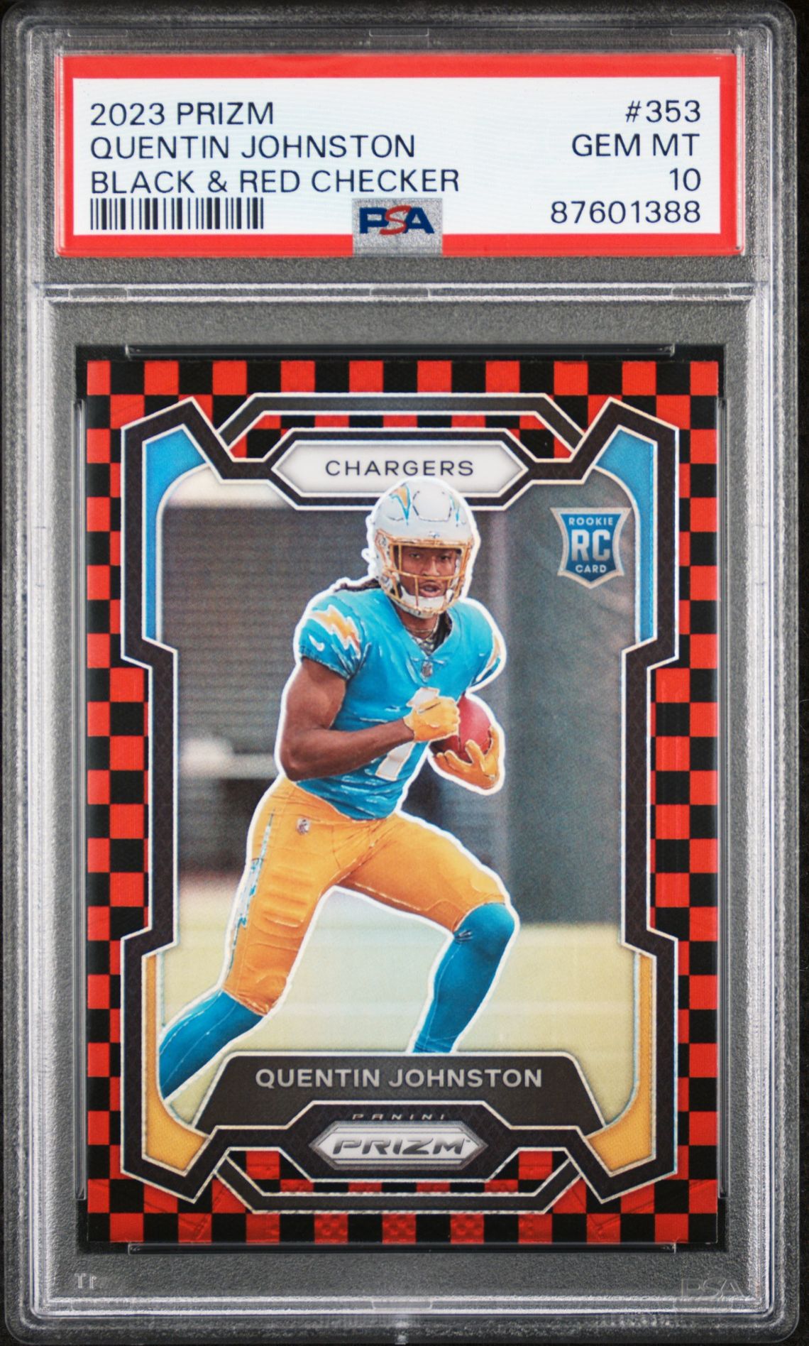2023 Panini PANINI PRIZM BLACK & RED CHECKER #353 Quentin Johnston front