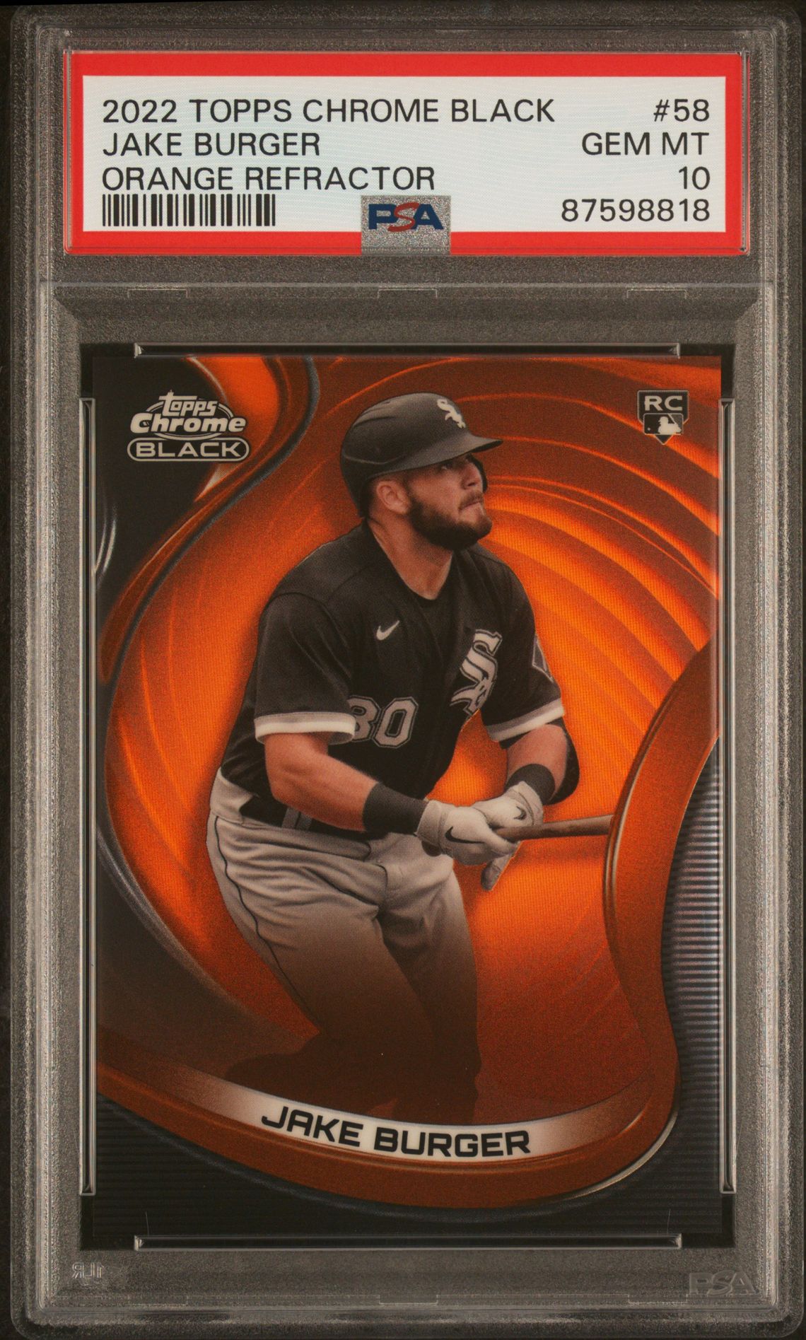 2022 Topps Chrome Black Jake Burger #58 (Orange Refractor) Gem Mt 10 front