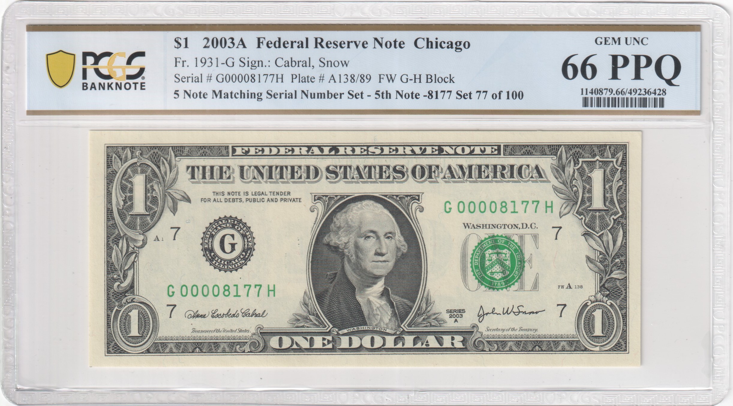 PCGS Certificate Verification Banknote Details for Cert #49236428