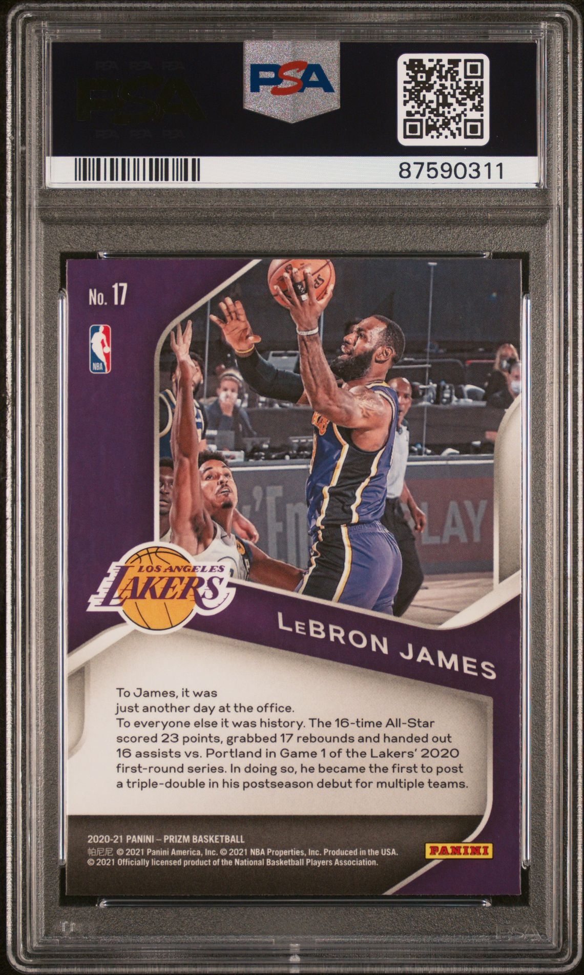 2020 Panini Prizm Dominance Lebron James #17 (Dominance) Gem Mt 10 back