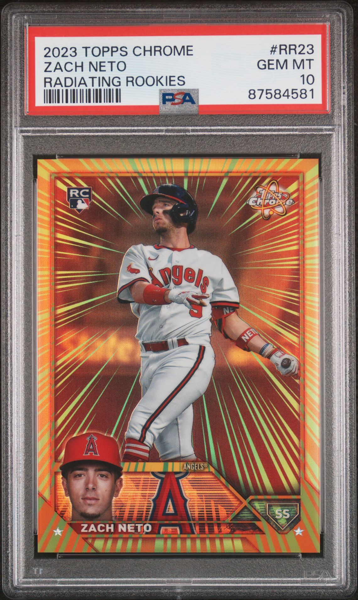 2023 Topps Chrome Radiating Rookies Zach Neto #Rr23 (Update) Gem Mt 10 front