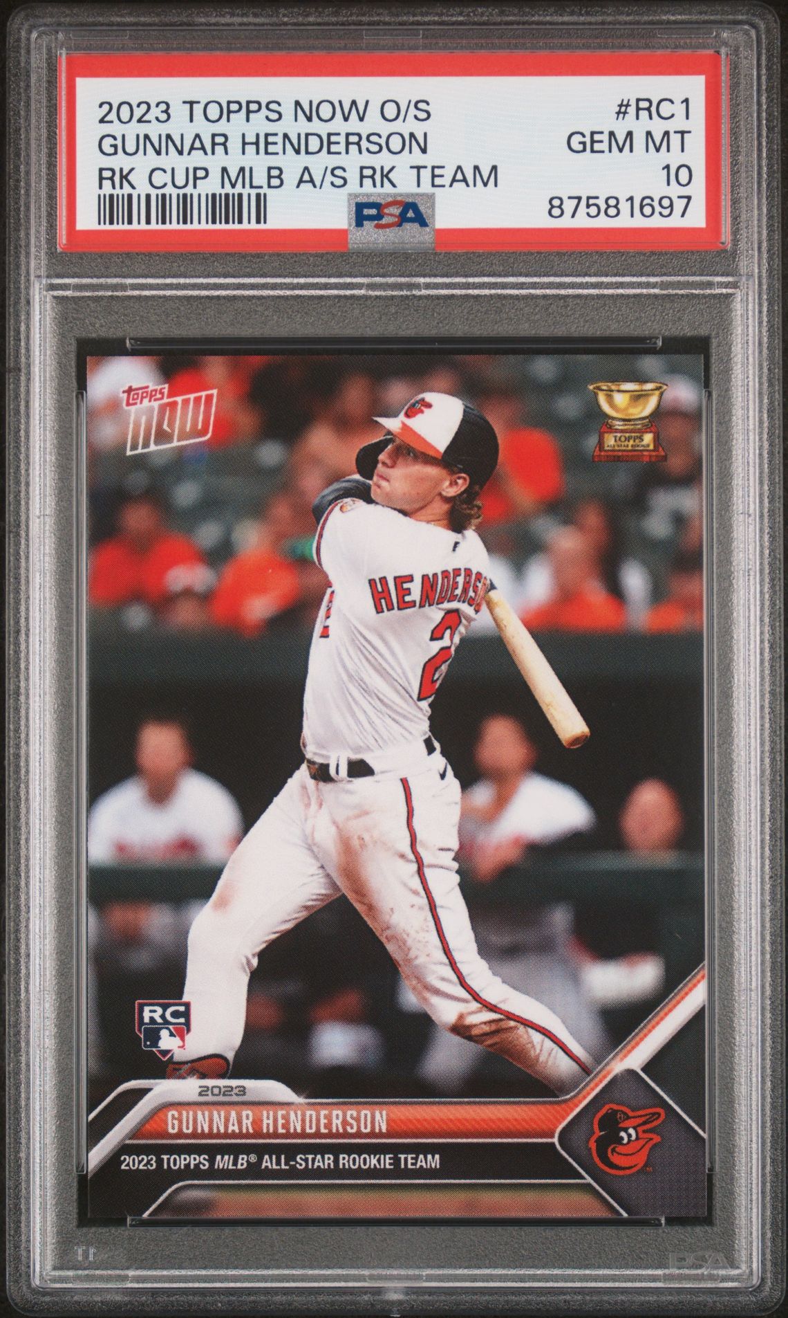 2023 Topps Now Offseason Rookie Cup Mlb All-Star Rookie Team Gunnar Henderson #Rc1 Gem Mt 10 front