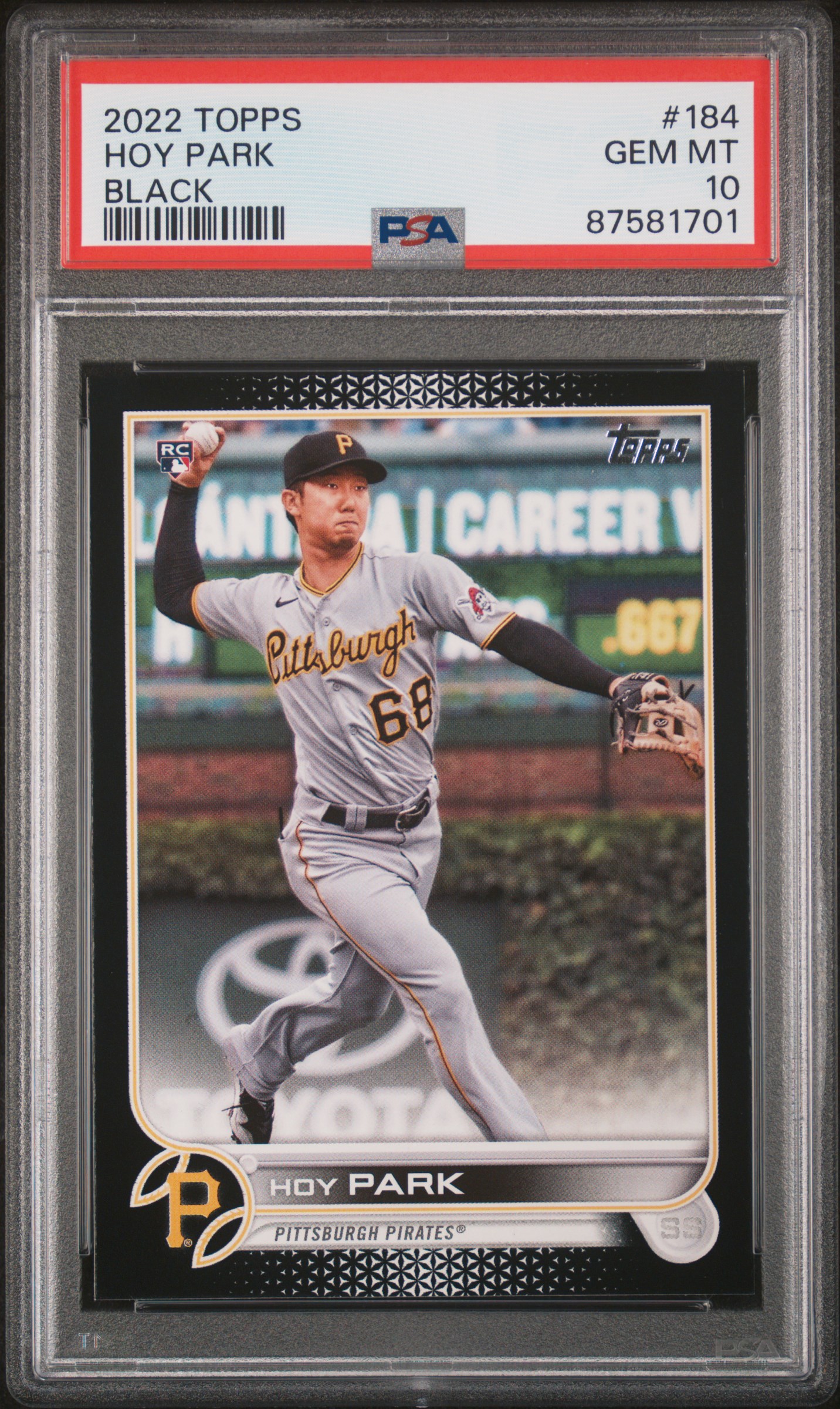 2022 Topps Hoy Park #184 (Black) Gem Mt 10 front