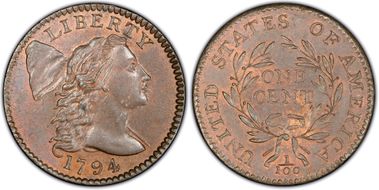 1794 1C S-67 Head of 1795 MS67RB