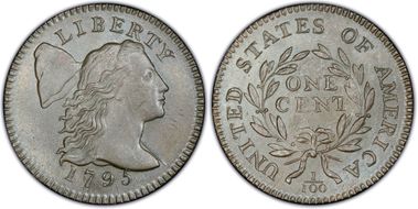 1795 1C S-75, Lettered Edge MS64BN