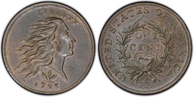 1793 1C Wreath, S-8 MS62BN