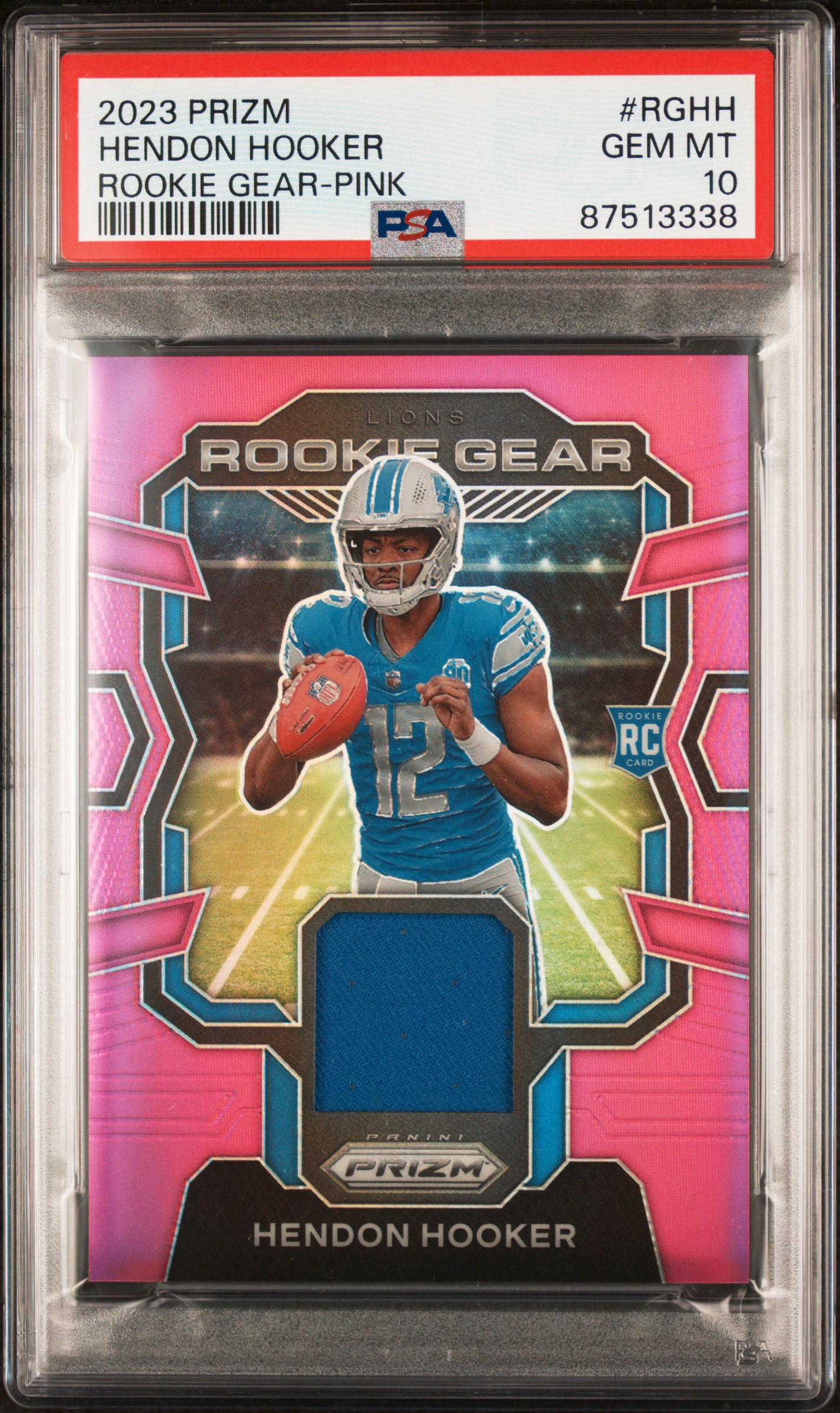 2023 Panini Prizm Rookie Gear Pink #RG-HH Hendon Hooker Relic Rookie Card – PSA GEM MT 10