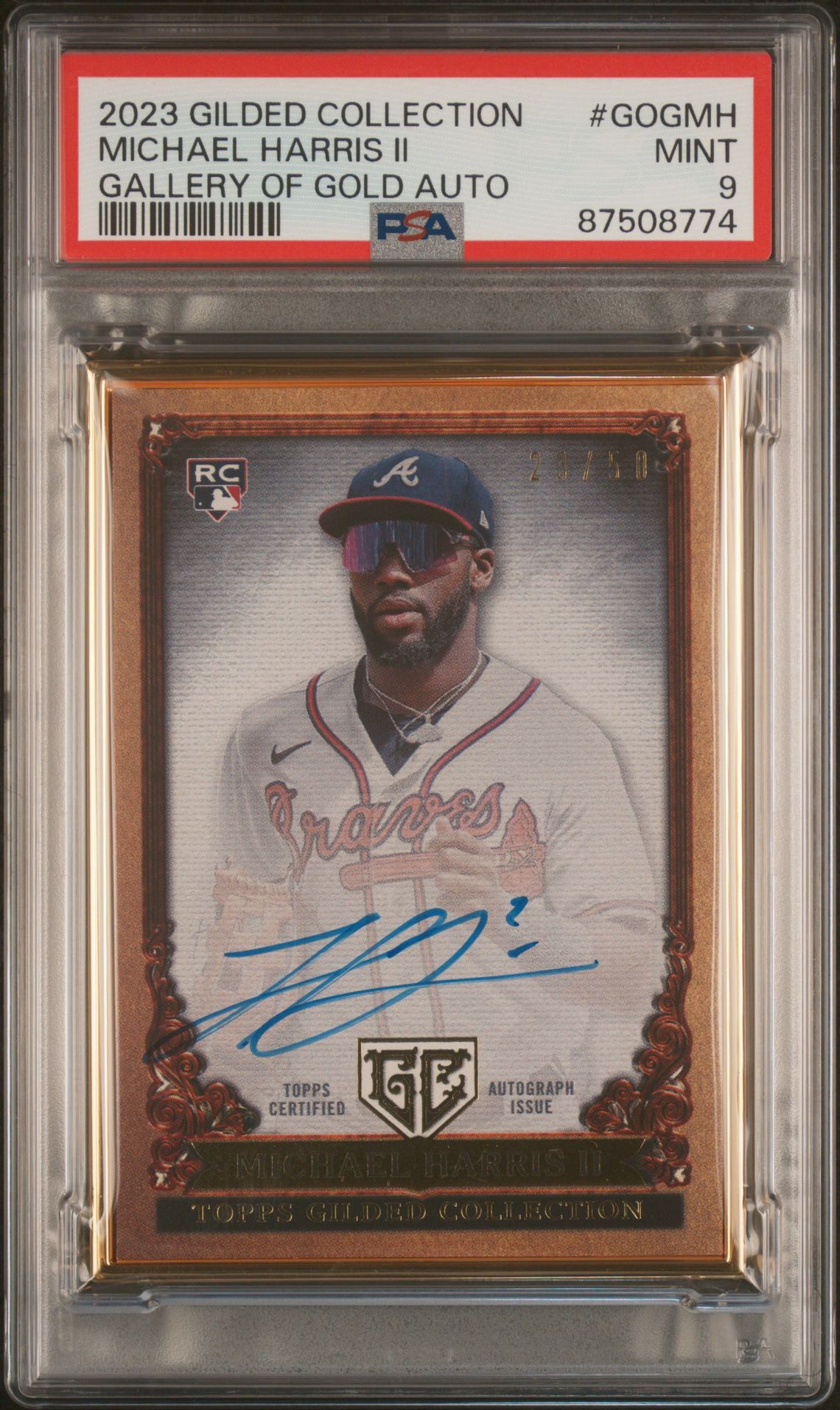 2023 Topps TOPPS GILDED COLLECTION GALLERY OF GOLD AUTOGRAPHS #GOGMH Michael Harris Ii front