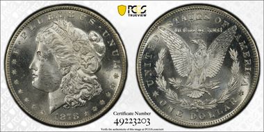 1878-S $1 VAM 17A, Denticle Clash MS66+