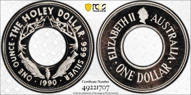 1990 $1 Holey Dollar PR66DCAM